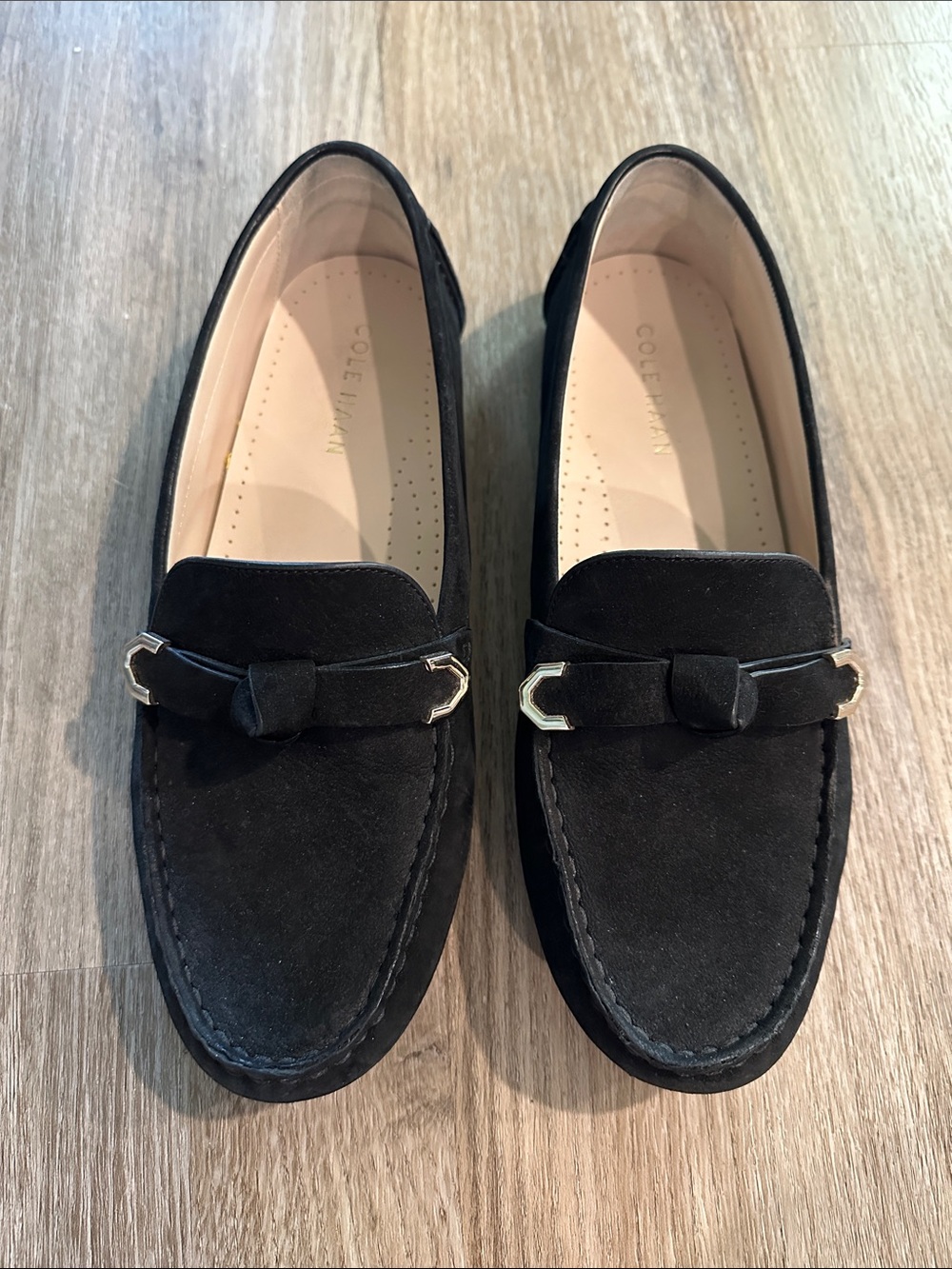 Cole Haan Black Loafers Evelyn bow leather driver women’s 9b